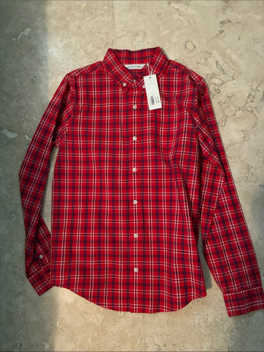 Janie and Jack Red Plaid Button-Down Shirt